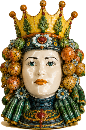 Tête de Maure sicilienne en céramique, la reine