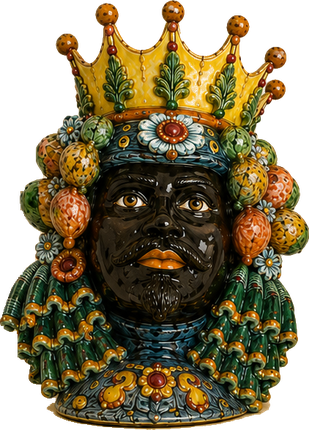 Tête de Maure sicilienne en céramique, le roi